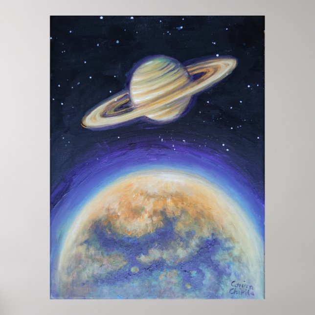 Saturn und Titan Poster (Vorne)