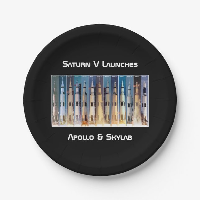Saturn V Moon Rocket startet Pappteller (Vorderseite)
