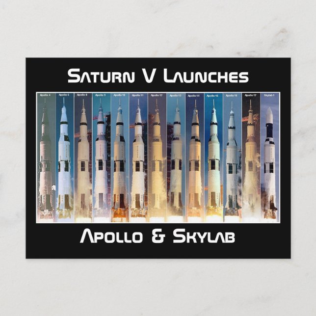 Saturn V Moon Rocket startet Postkarte (Vorderseite)