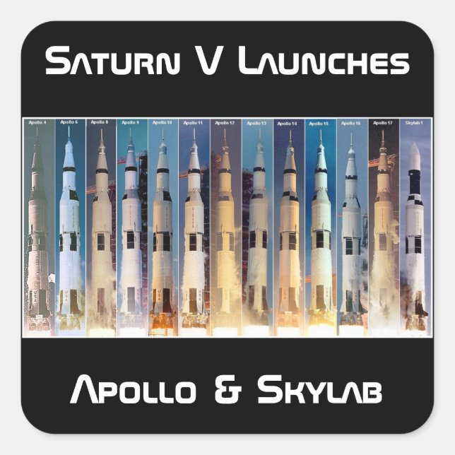 Saturn V Moon Rocket startet Quadratischer Aufkleber (Vorderseite)