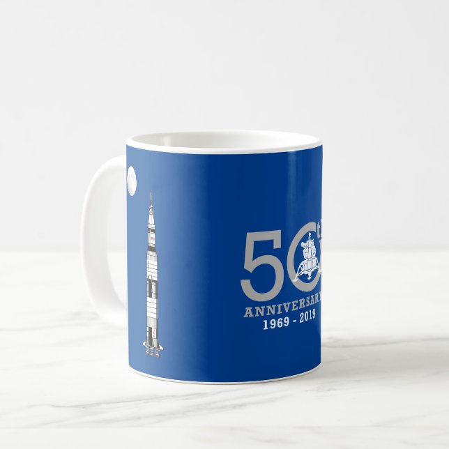 Saturn-V-Rakete, Mond-Landung Apollo 11 + Mond: Kaffeetasse (Vorderseite Links)