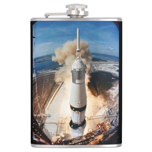 Saturn V Raketenstart 1969 Apollo Raumfahrzeug Fla Flachmann (Vorderseite)