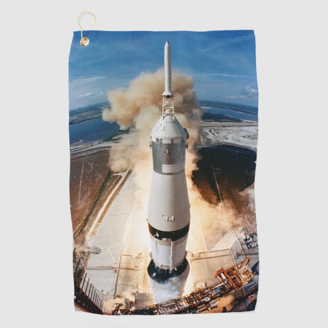 Saturn V Raketenstart 1969 Apollo Spacecraft Golfhandtuch (Vorderseite)
