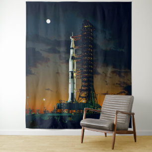 Saturn V Space Rocket Launch NASA Foto Wandteppich