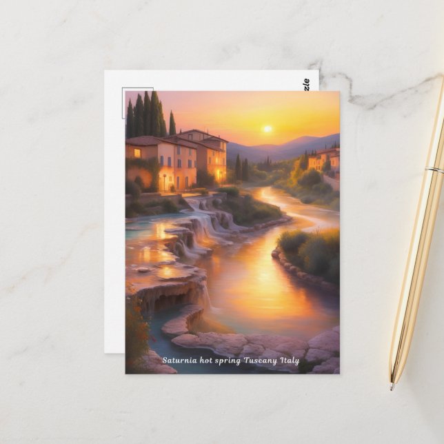 Saturnia Hot Springs Toskana Italien Malerei Postkarte (Vorderseite/Rückseite Beispiel)