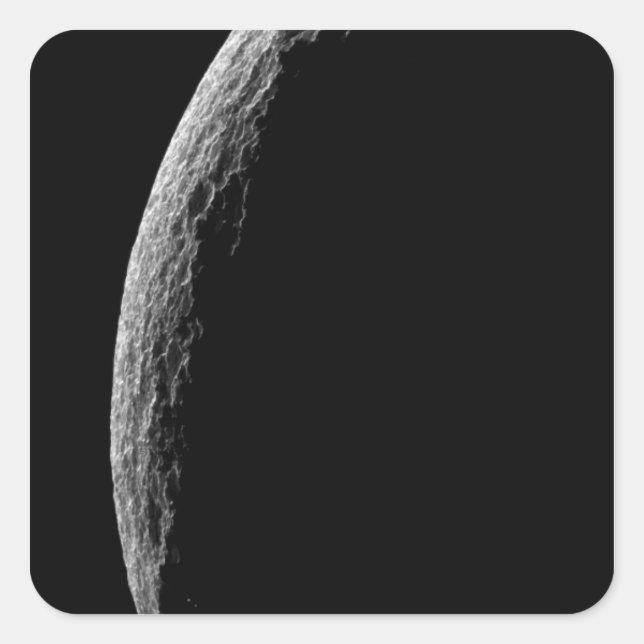 Saturns Tethys Quadratischer Aufkleber (Vorderseite)