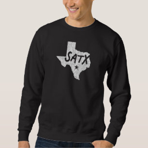 Satx San Antonio Tx Script W Details in Tx Silhoue Sweatshirt
