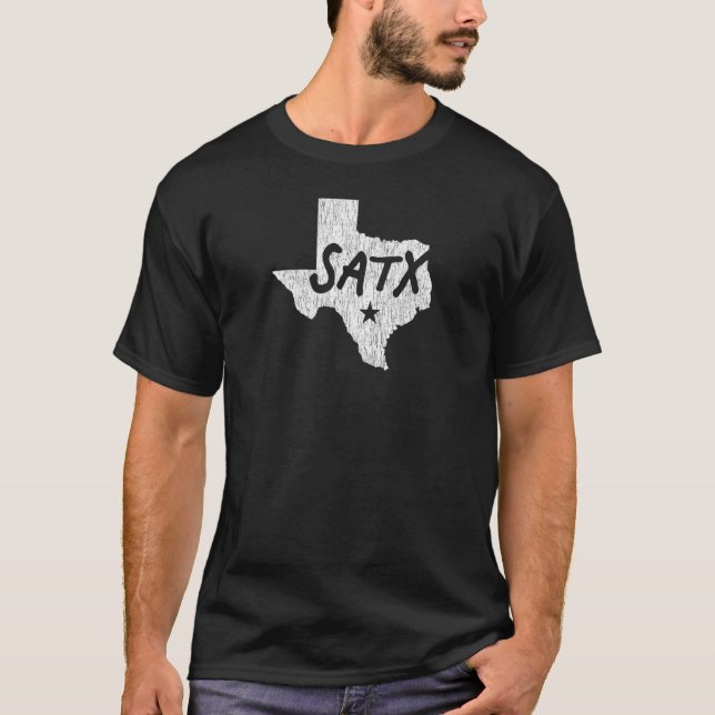 Satx San Antonio Tx Script W Details in Tx Silhoue T-Shirt (Vorderseite)