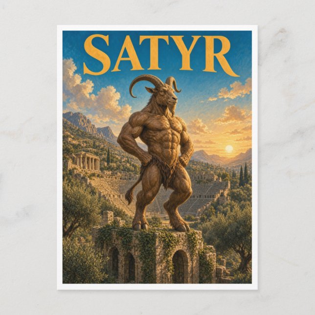 Satyyr, Gothic Fantasy-Monster Postkarte (Vorderseite)