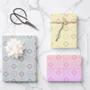 Satz von 3 nahtlosen Muschel-Muster Geschenkpapier Set