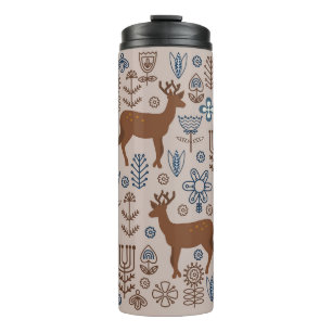 Satz von Blumenelementen im skandinavischen Stil, Thermosbecher