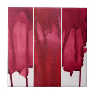 Satz von roter Aquarell-Abstrakt handgemalt Fliese