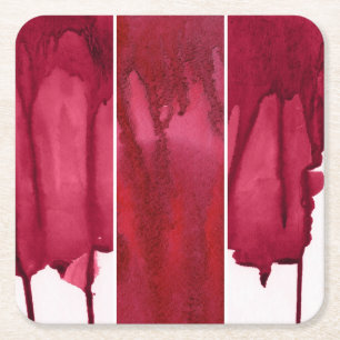 Satz von roter Aquarell-Abstrakt handgemalt Rechteckiger Pappuntersetzer