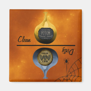 Sauber / dreckig, Giftflasche, Halloween Magnet