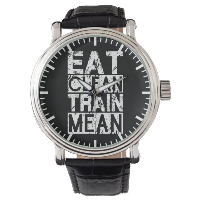 SAUBER ESSEN, TRAGEN GEMEIN - Workout Motivierend Armbanduhr (Vorderseite)