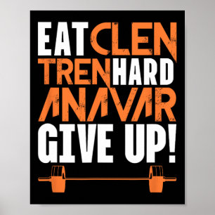 Sauber essen Tren Hart Gym Bodybuilding Fitness Wo Poster