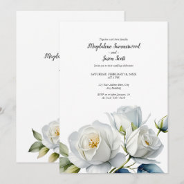 sauber weiß | Watercolor White Roses Wedding Einladung