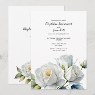 sauber weiß   Watercolor White Roses Wedding Einladung