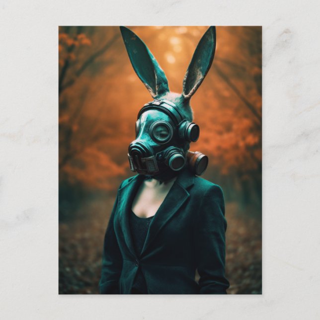 Saubere apokalyptische Gasmaske Postkarte (Vorderseite)