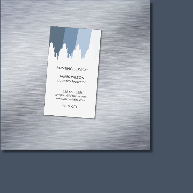 Saubere blaue Farben Gemustertes Berufliches Maler Magnetische Visitenkarte (Von Creator hochgeladen)