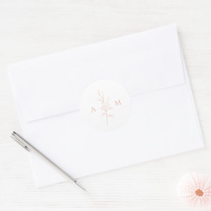 Saubere botanische elegante Hochzeit Pfirsich Runder Aufkleber