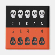 Saubere, dreckige, schwarze, schwarze Geschirrspül