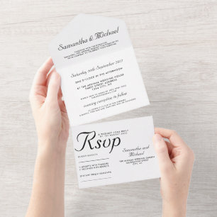 Saubere einfache Hochzeit All In One Einladung