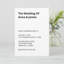 Saubere, einfache, moderne Hochzeitseinladung