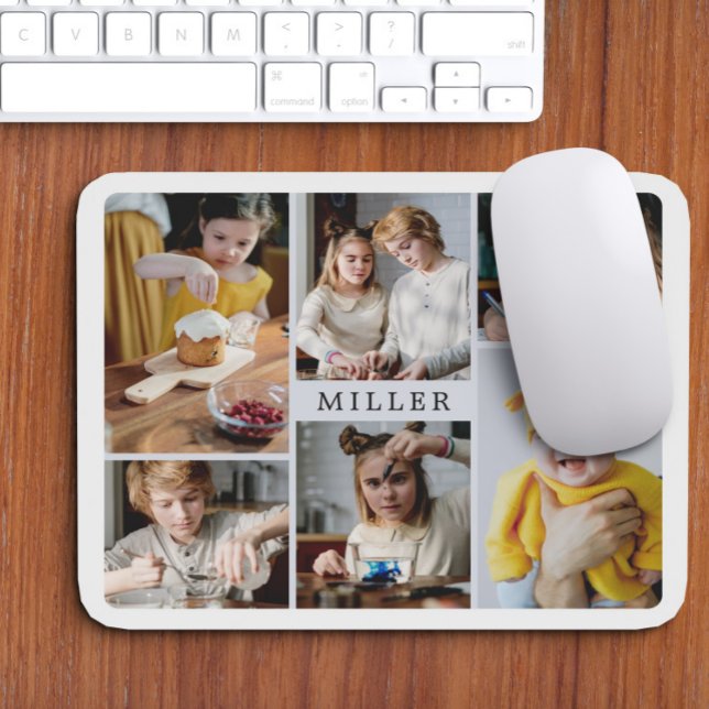 Saubere Elegante Familie 6 Foto Collage Mousepad (Von Creator hochgeladen)