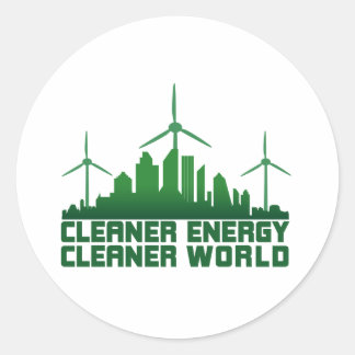 Saubere Energie für eine sauberere Welt Runder Aufkleber