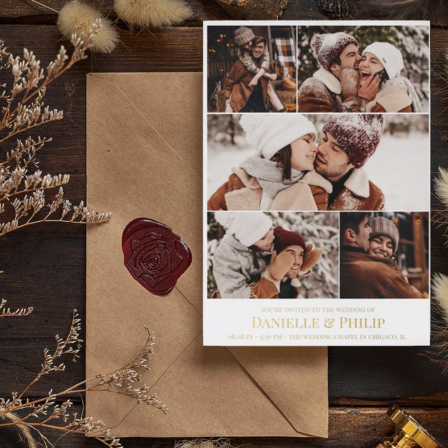 Saubere FotoCollage informelle Hochzeit Folieneinladung (Von Creator hochgeladen)