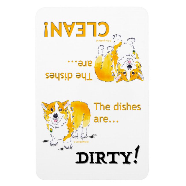 Saubere Geschirr / schmutzige Geschirr Corgi (4x6) Magnet (Vertikal)