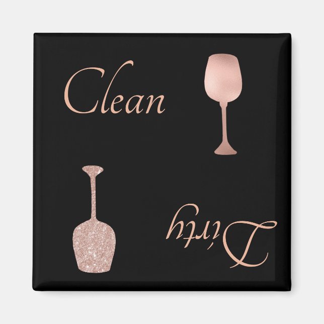 Saubere Geschirrspülmaschine Rose Gold Foil Glitze Magnet (Vorne)