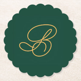 Saubere grüne und goldene Monogramm-Initiale Untersetzer