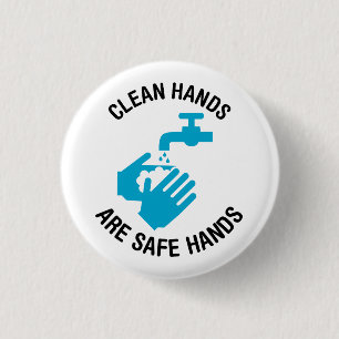 Saubere Hände sind sichere Hände (Hände waschen) Button