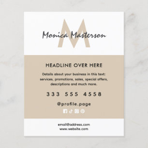 Saubere Minimalismus weiße Sand-Tan-Salon Flyer