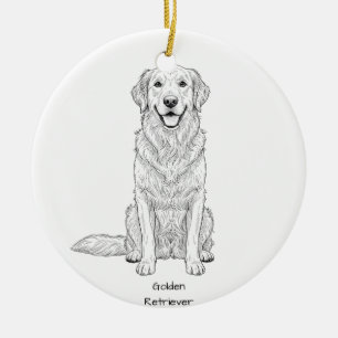 Saubere minimalistische Golden Retriever-Linienkun Keramik Ornament