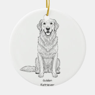 Saubere minimalistische Golden Retriever-Linienkun Keramik Ornament
