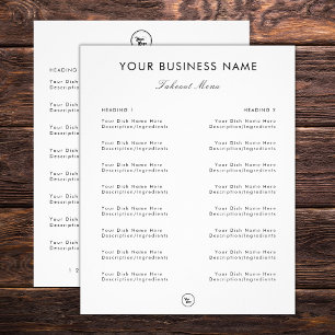 Saubere Minimalistische Speisekarte und Logos Flyer