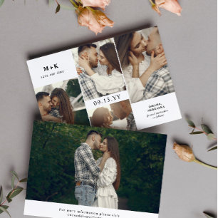 Saubere, moderne Initialen und 4 Fotos Save the Da Date