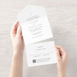 Saubere moderne Monogramm-Hochzeit All-in-One-Einladung