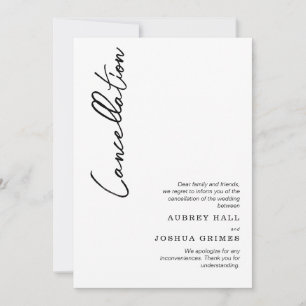 Saubere Moderne Schwarz-Weiße Hochzeitsabsage Einladung