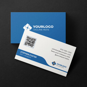 Saubere & Moderne Unternehmensblaue QR-Code-Custom Visitenkarte