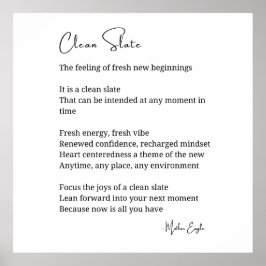 Saubere Neuanfang Inspiration Poem Wall Poster