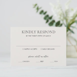Saubere, neutrale Hochzeit RSVP Karte