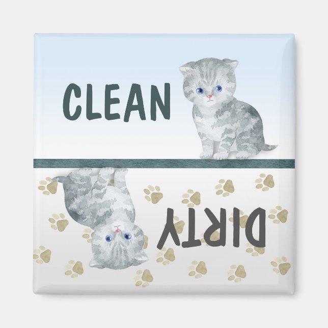 Saubere, Niedliche Kitten Druckgeschirrspülmaschin Magnet (Vorne)