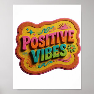 Saubere Pink POSITIVE VIBES Text Design Poster