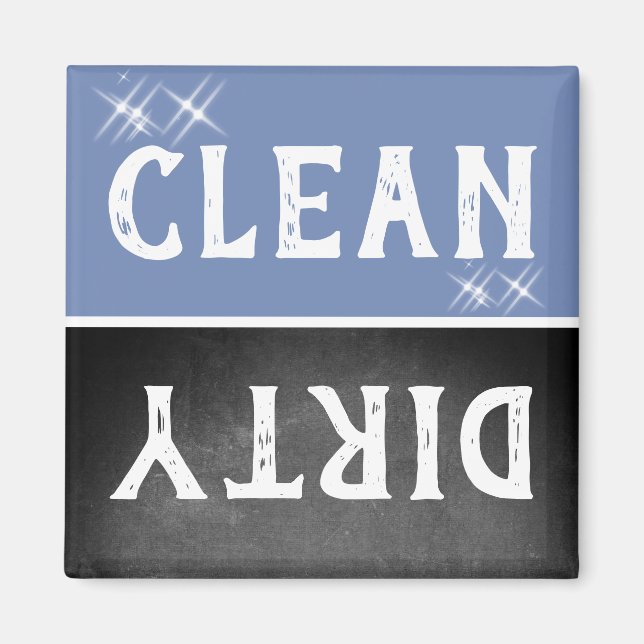 Saubere, saubere Sparkle Chalkboard Blaue Geschirr Magnet (Vorne)