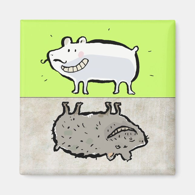 saubere / schmutzige Tiere (Geschirrspüler) Magnet (Vorne)