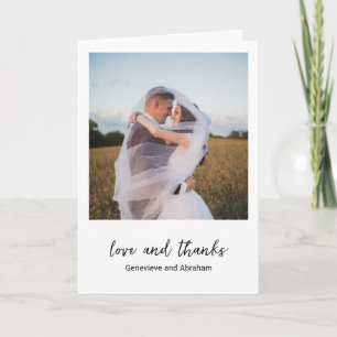 Saubere Schwarz-Weiß-Foto-Moderne-Hochzeit Dankeskarte